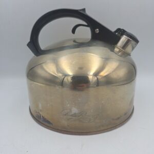 REVERE WARE Copper Bottom Stainless Steel Tea Kettle VTG Whistling